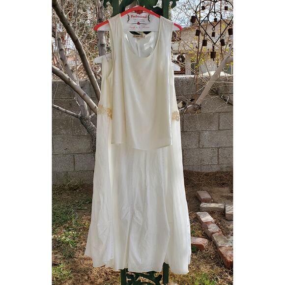 Spencer Alexis 2pc Skirt Set Womens 1X Ivory Floral Lace Sleeveless Maxi Wedding - Picture 2 of 16